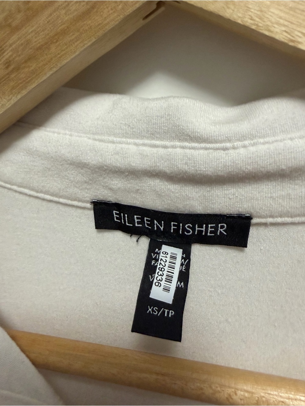 Eileen Fisher White Stretch Jersey Knit Classic Collar Shirt Size XS - Picture 2 of 5